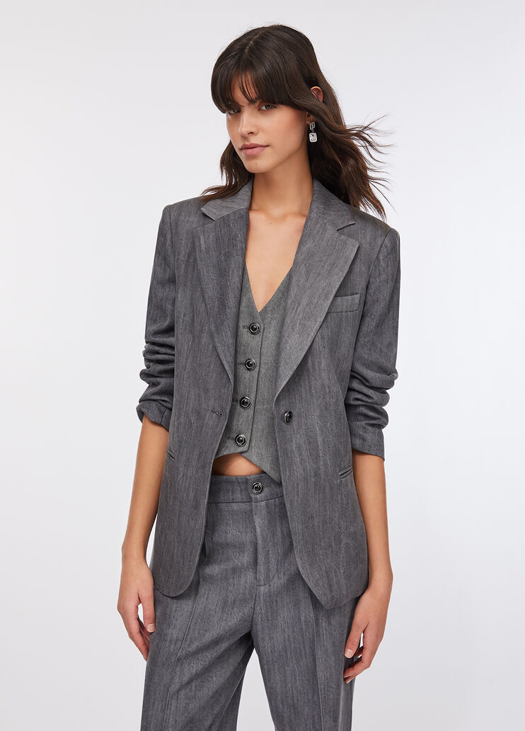 Blazer en toile denim denim gris Liu Jo - large image number 0