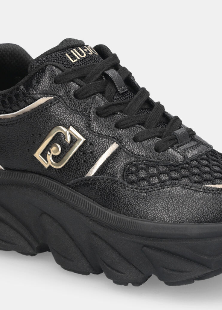 Chunky-Sneaker aus Leder und Glitter Schwarz Liu Jo - medium