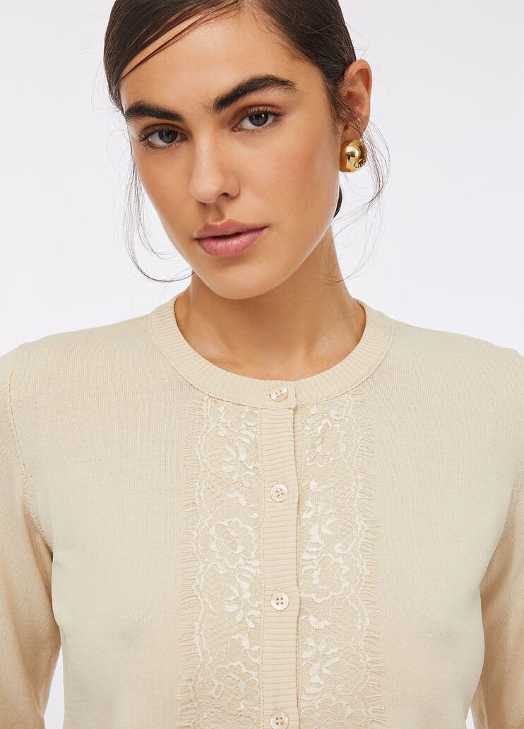 Cardigan with lace detail light beige Liu Jo - large image number 4