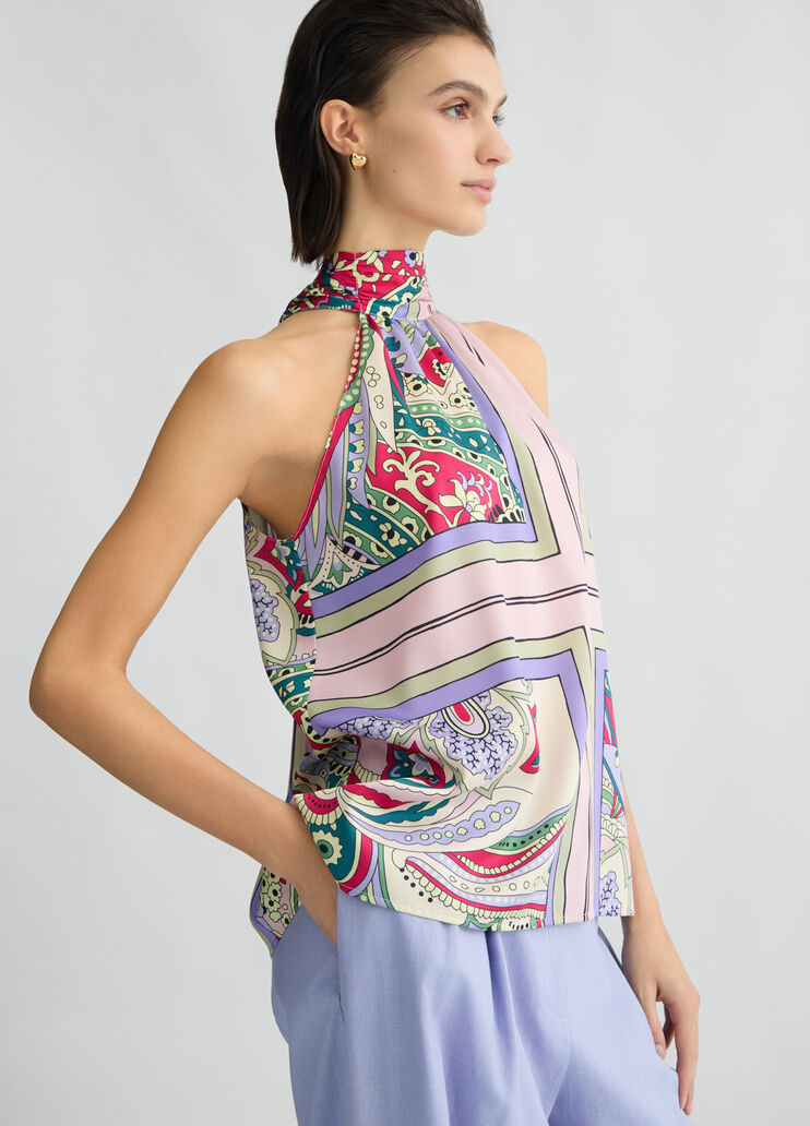 Printed satin top foulard print Liu Jo - large image number 3 Printed satin top foulard print Liu Jo - large image number 3