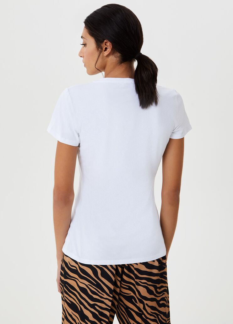 T-shirt with logo and appliqués White animal-print Liu Jo - large image number 1