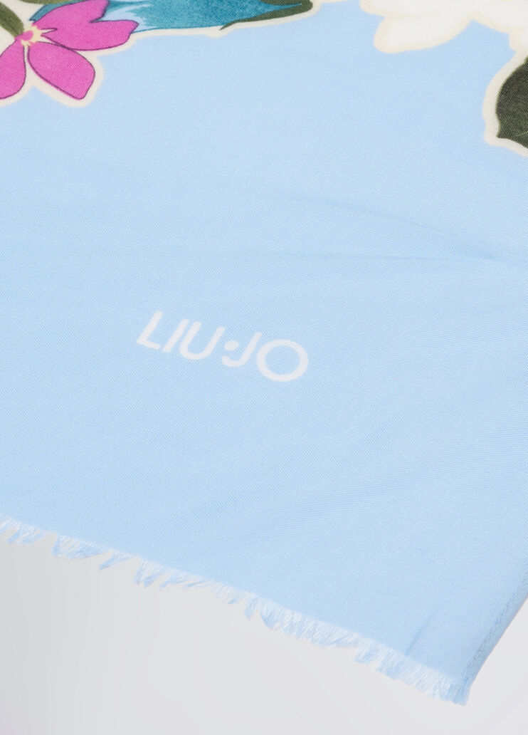 Shawl with floral print sky blue Liu Jo - large image number 4 Shawl with floral print sky blue Liu Jo - large image number 4