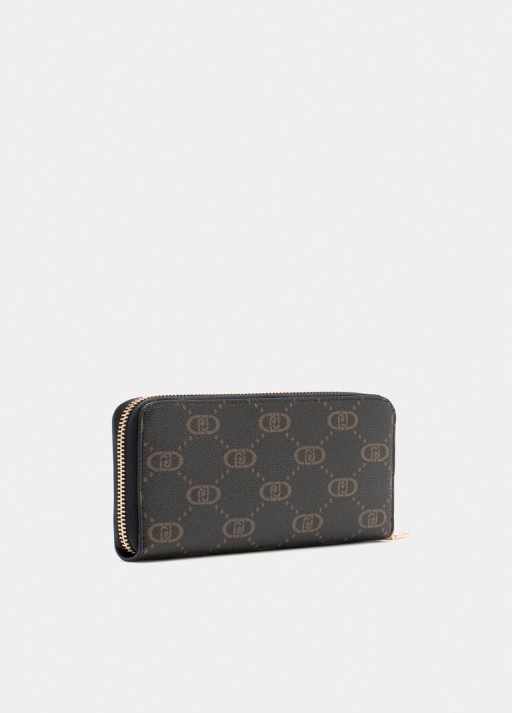 Large zip-around wallet with logo black Liu Jo - large image number 1