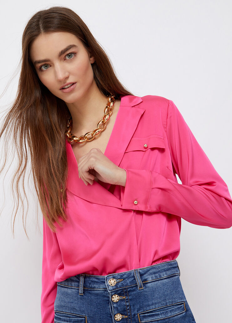 Satin body shirt magenta pink Liu Jo - large image number 0 Satin body shirt magenta pink Liu Jo - large image number 0