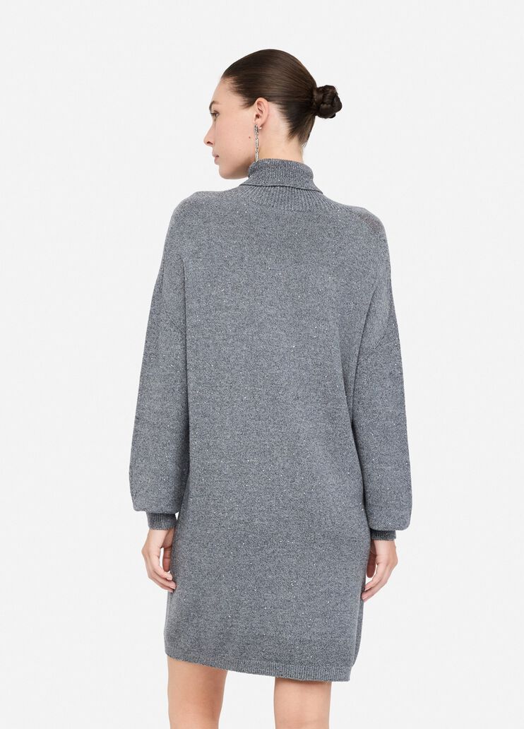 Knit dress with micro-sequins grey Liu Jo - large image number 1 Knit dress with micro-sequins grey Liu Jo - large image number 1