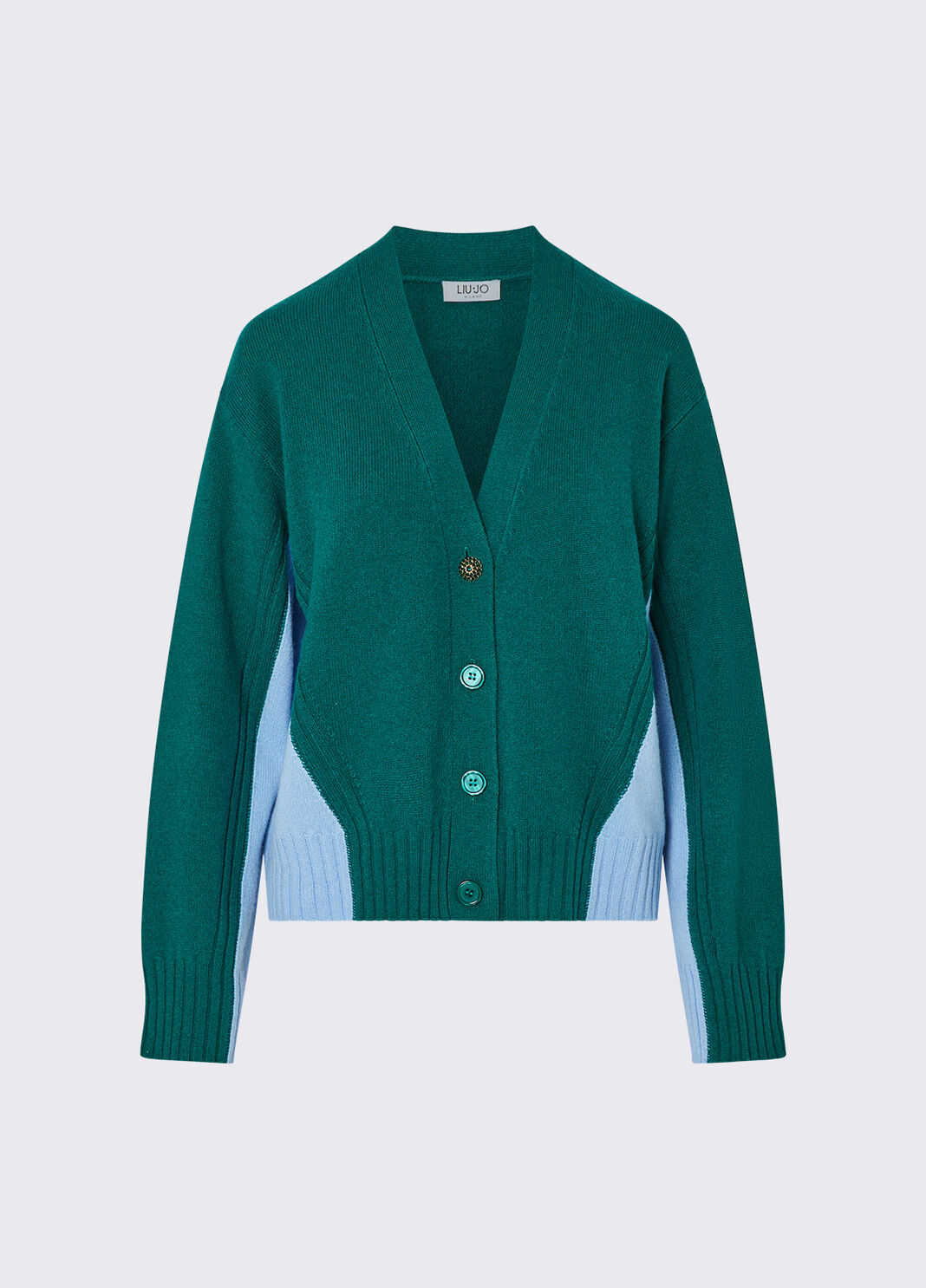 Color-block wool cardigan green Liu Jo - large image number 6