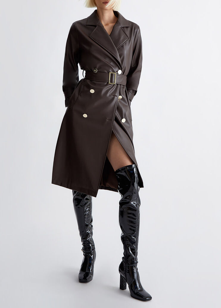 Trenchcoat aus beschichtetem Gewebe Farbe Dunkelgrün | Liu Jo