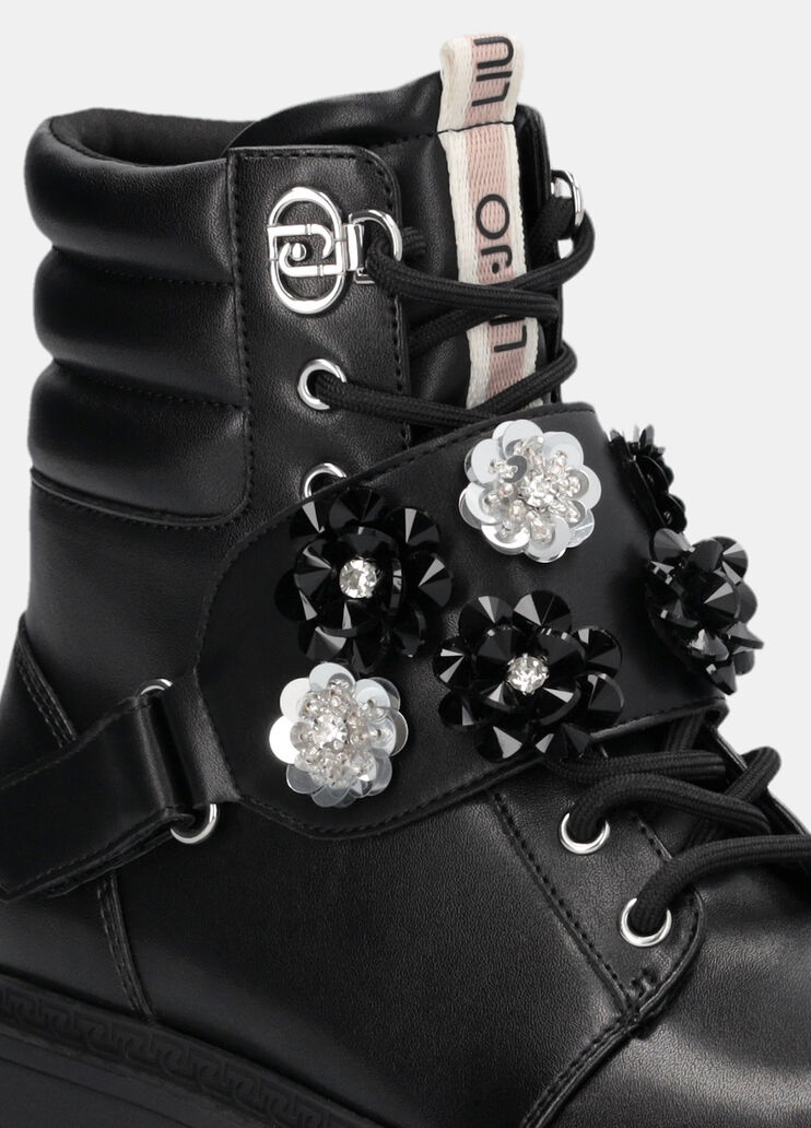 Combat boots with bejewelled appliqués black Liu Jo - medium Combat boots with bejewelled appliqués black Liu Jo - medium