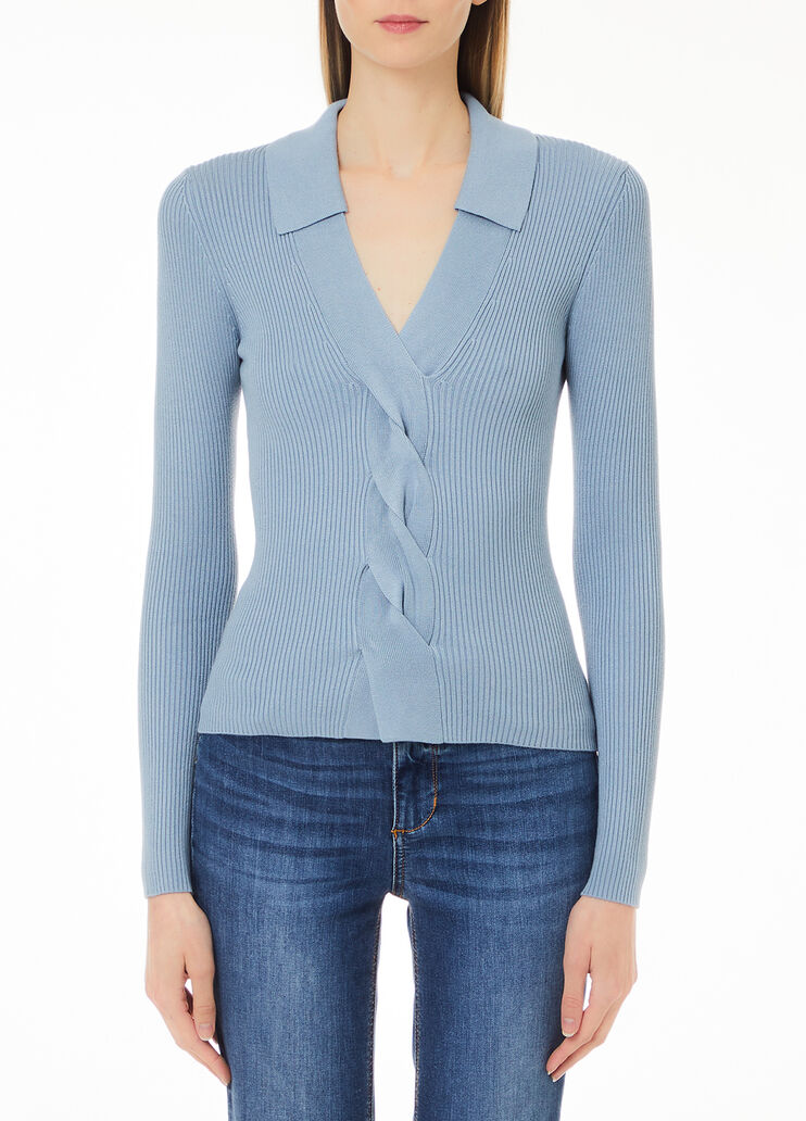 Ribbed jumper light blue Liu Jo - large image number 0 Ribbed jumper light blue Liu Jo - large image number 0