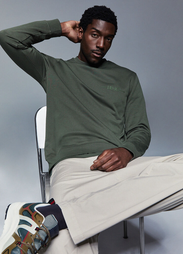 Sweatshirt with logo thyme green Liu Jo - medium