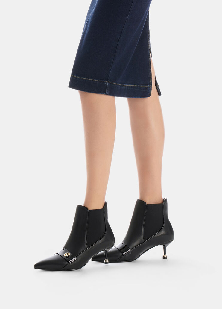 Stiefelette aus Leder mit niedrigem Absatz Schwarz Liu Jo - large image number 0