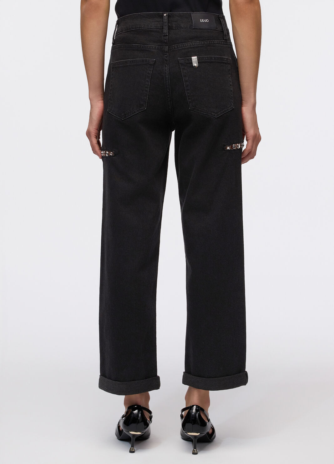 Vaqueros rectos con strass denim negro Liu Jo - large image number 1