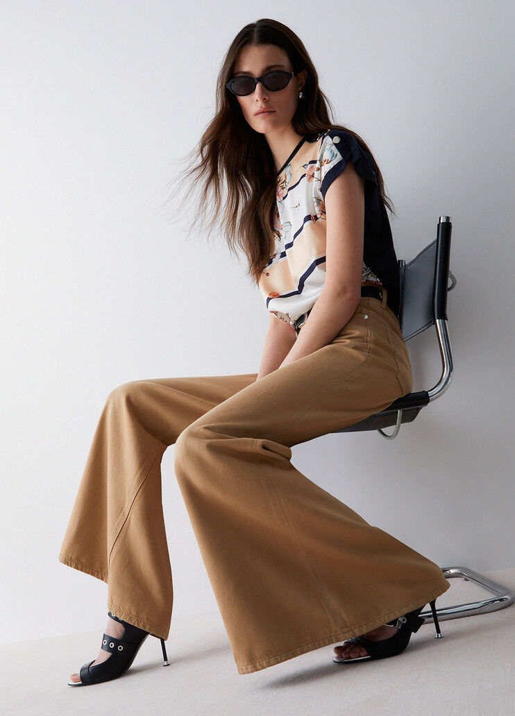 Super-flared high-rise trousers light beige Liu Jo - medium