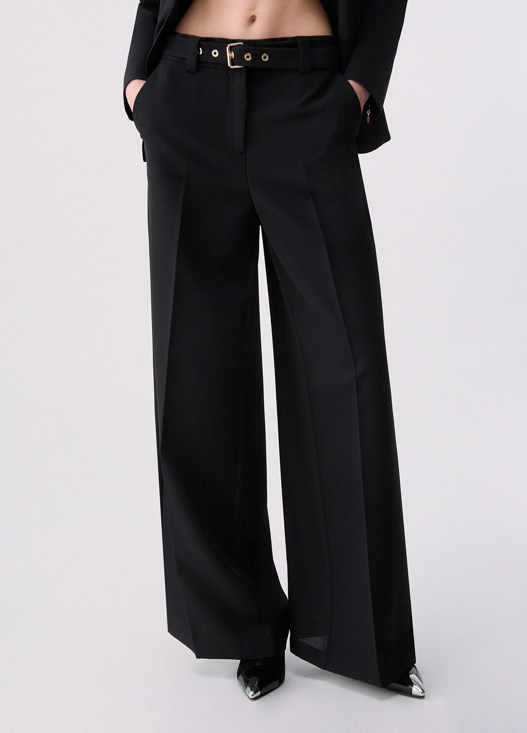Trousers wide-leg with belt black Liu Jo - large image number 0