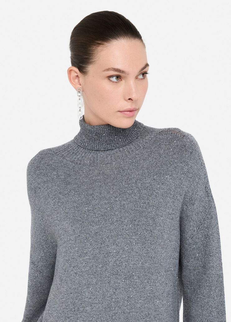 Knit dress with micro-sequins grey Liu Jo - large image number 2 Knit dress with micro-sequins grey Liu Jo - large image number 2