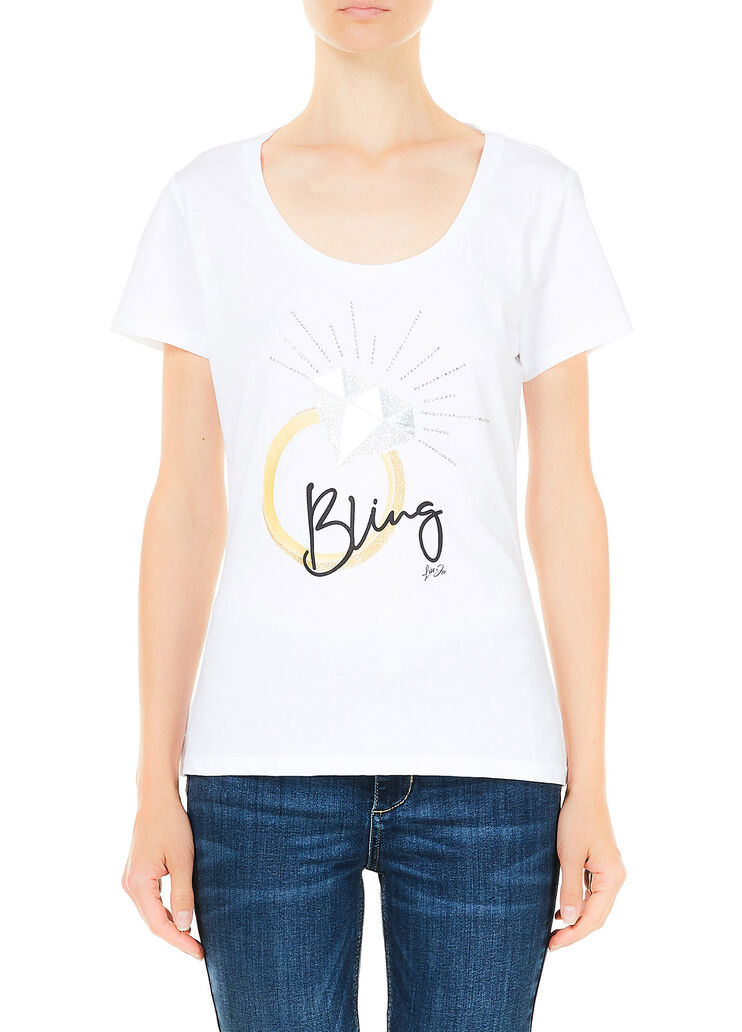 T-shirt with print and appliqués White/ring Liu Jo - large image number 0 T-shirt with print and appliqués White/ring Liu Jo - large image number 0