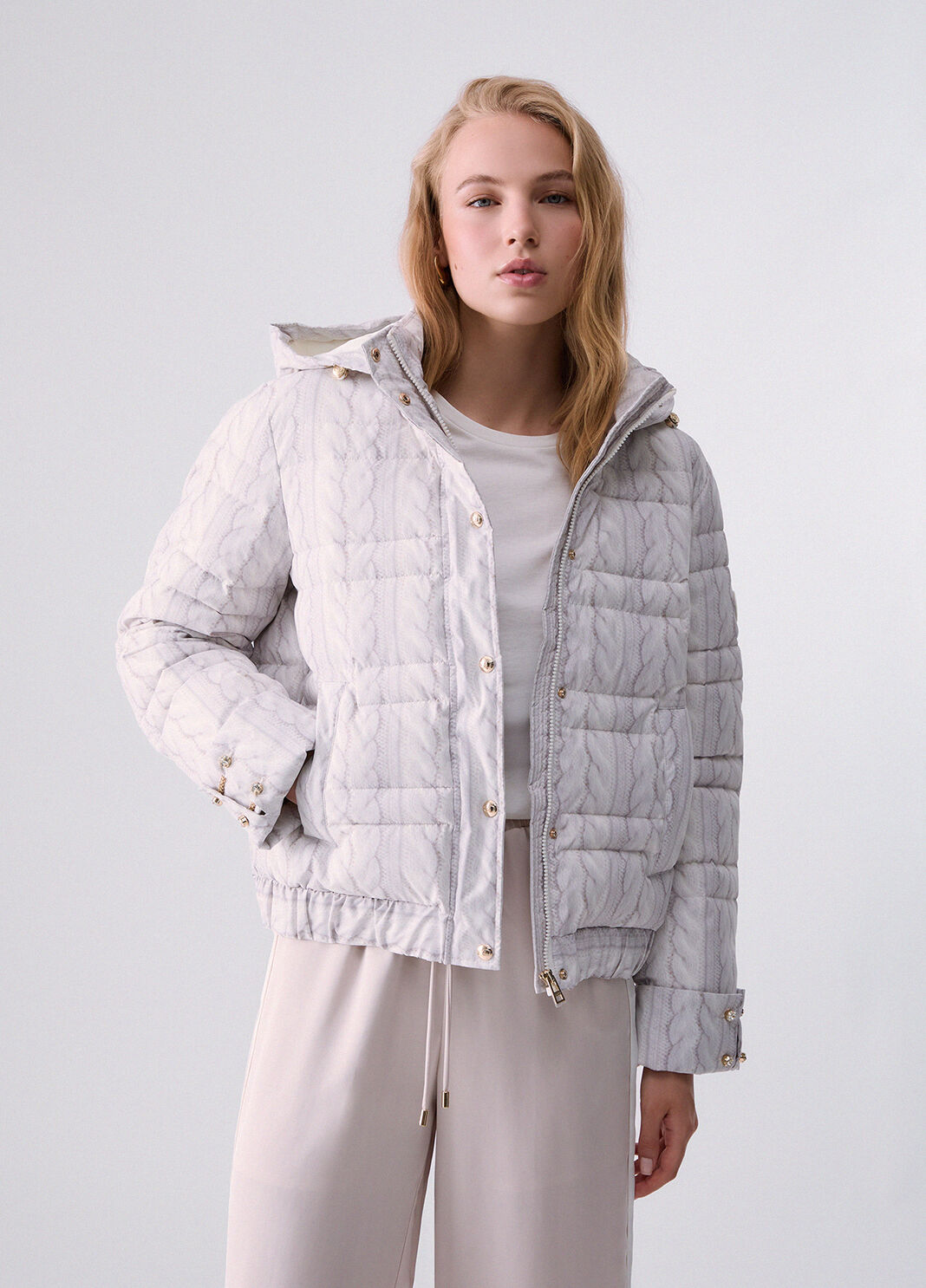 Printed nylon jacket white Liu Jo - large image number 0
