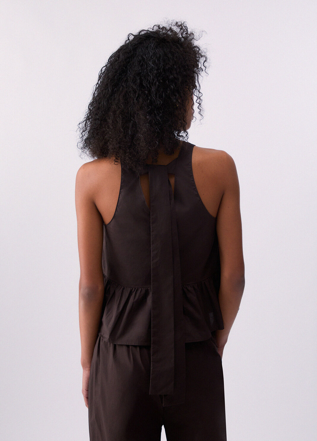 Poplin top with bow dark brown Liu Jo - large image number 1