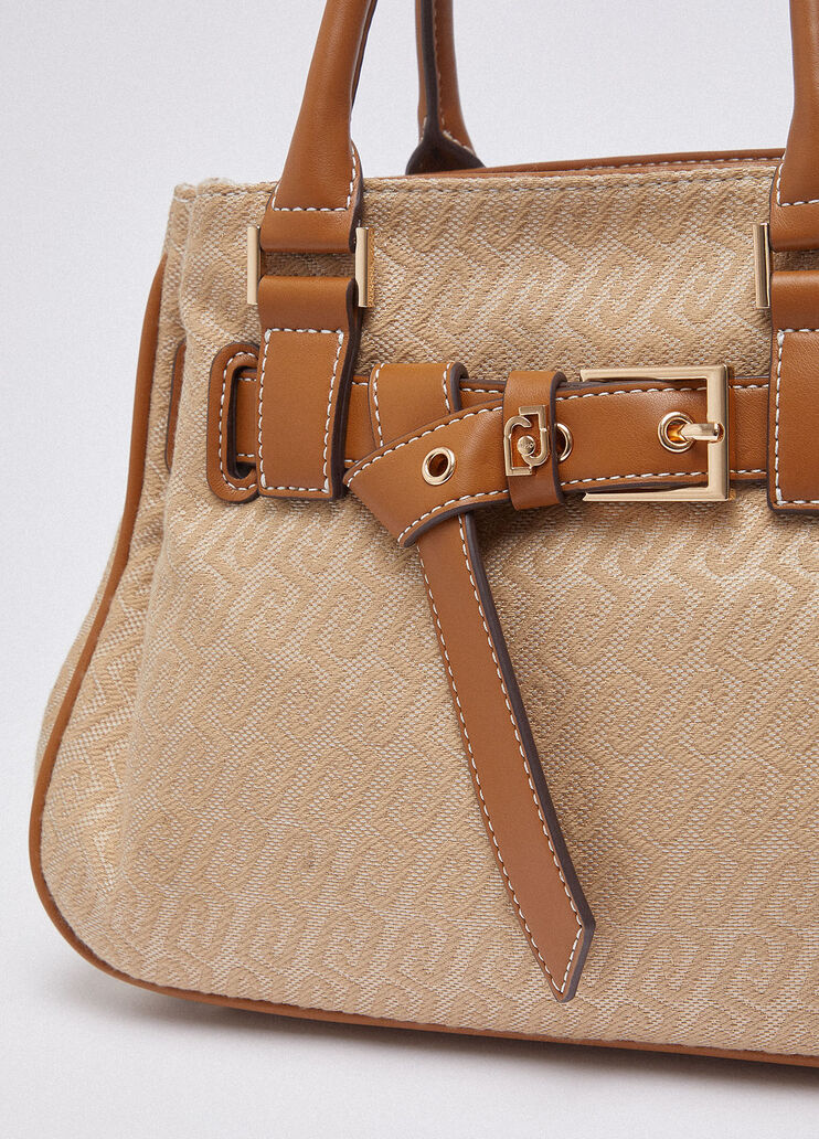 Sac &agrave; main petit format en jacquard beige Liu Jo - medium