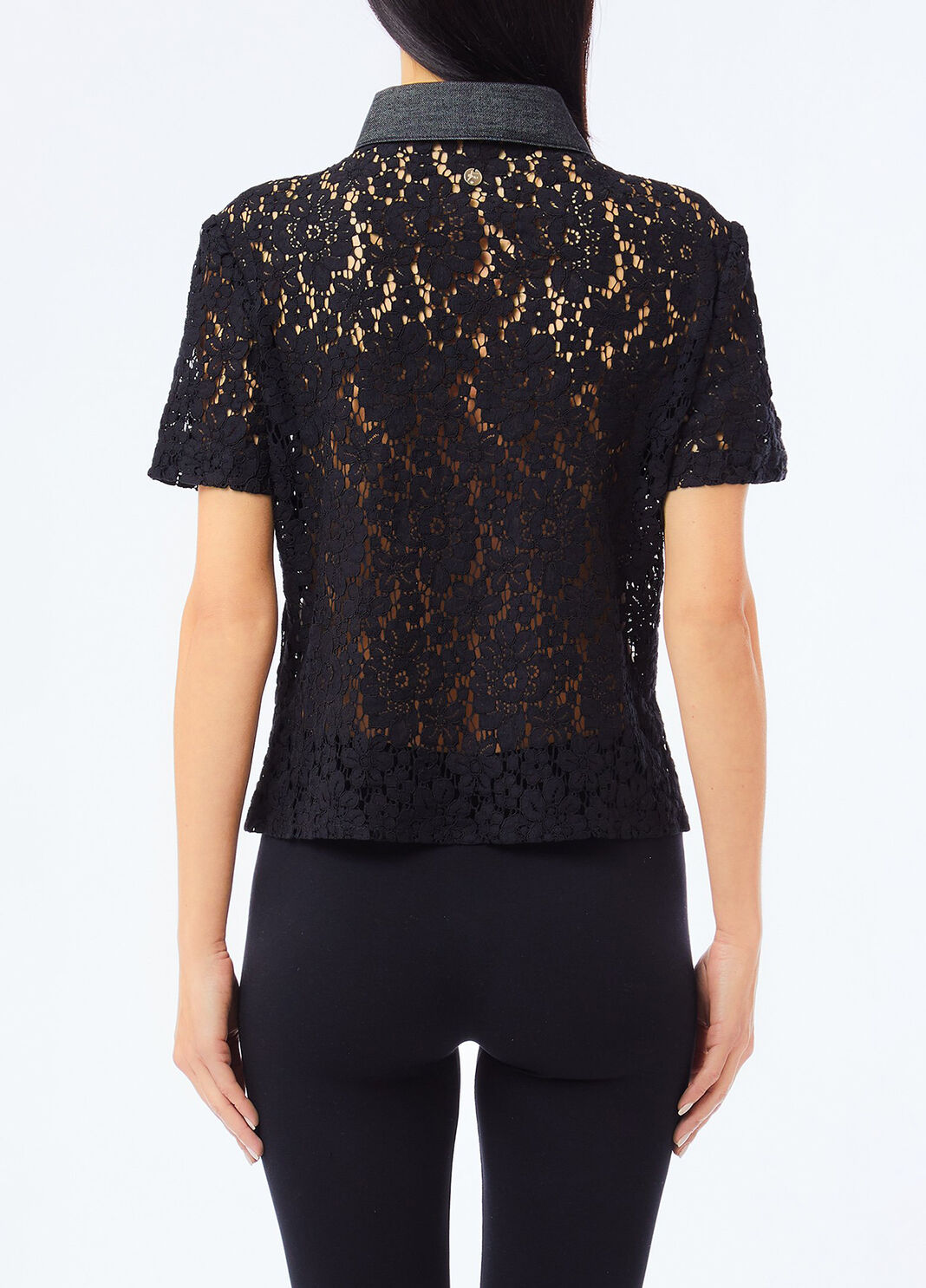 Hemd aus Spitze Denim-Schwarz Liu Jo - large image number 1