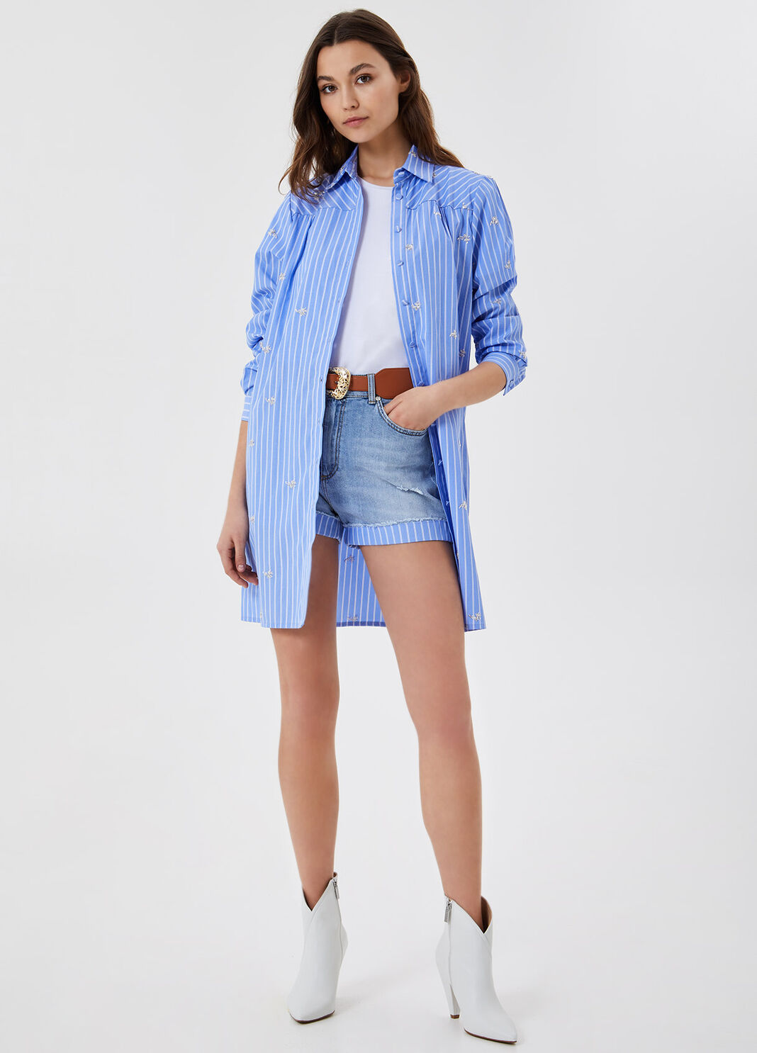 Short con inserti stampati Denim blu Liu Jo - large image number 3