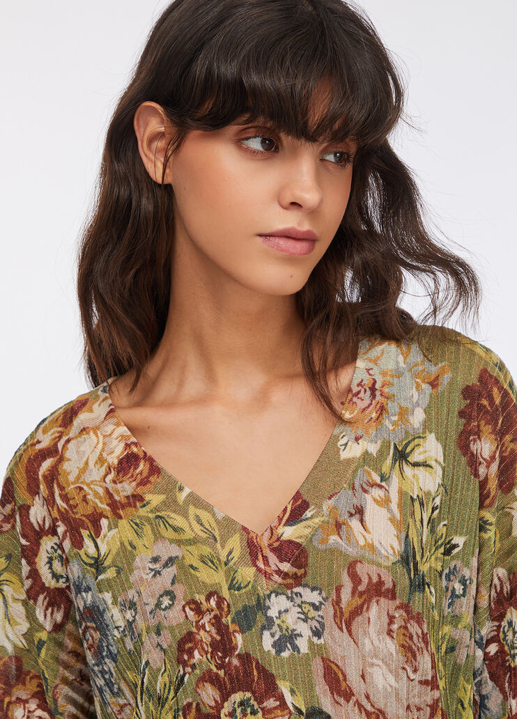 Pullover mit V-Ausschnitt  Sanderson-Print Liu Jo - large image number 3