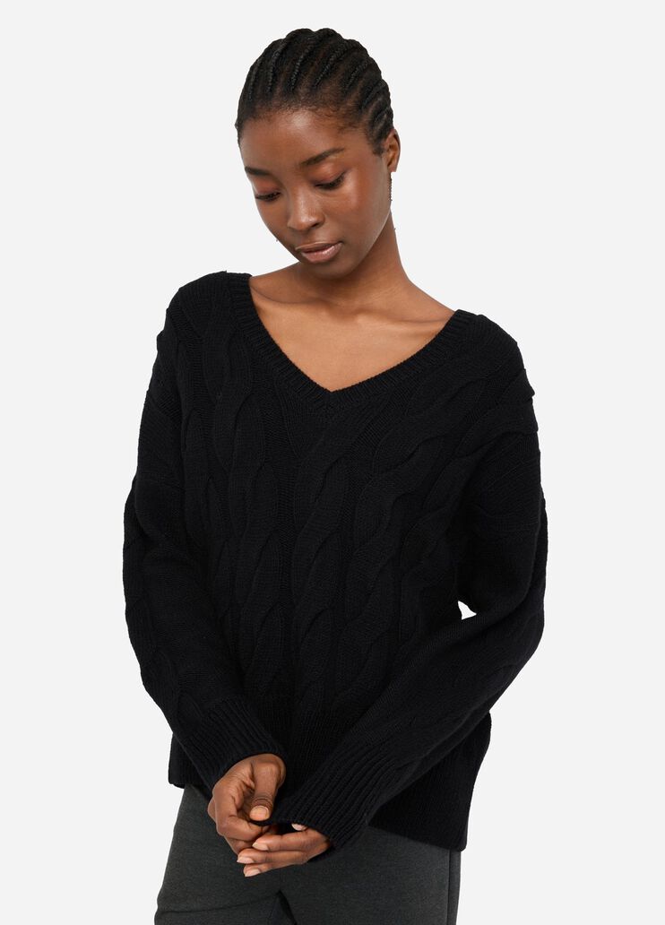 Шерстяной свитер с узором «косы» черный Liu Jo - medium Шерстяной свитер с узором «косы» черный Liu Jo - medium