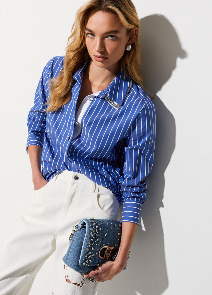 Shirt with detachable collar striped blue Liu Jo - medium
