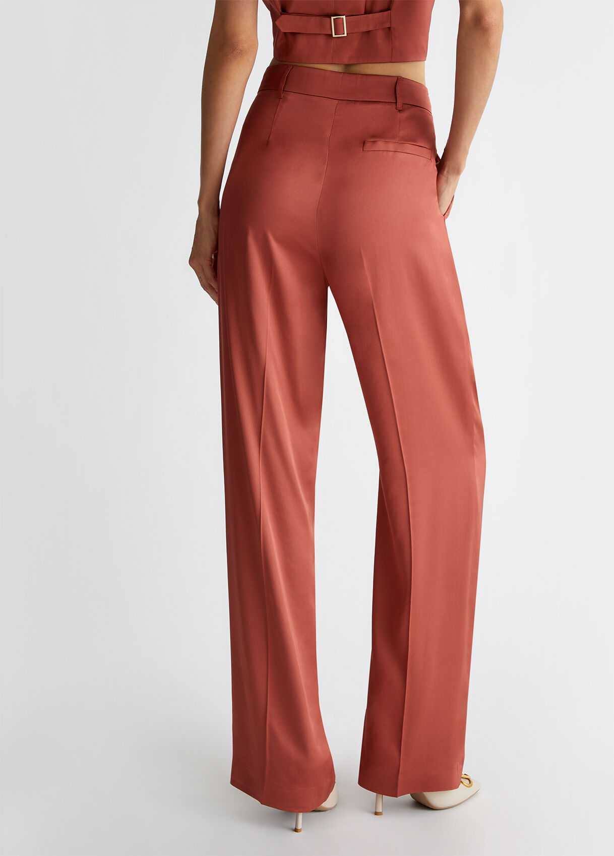 Smart satin suit trousers colour brick Liu Jo