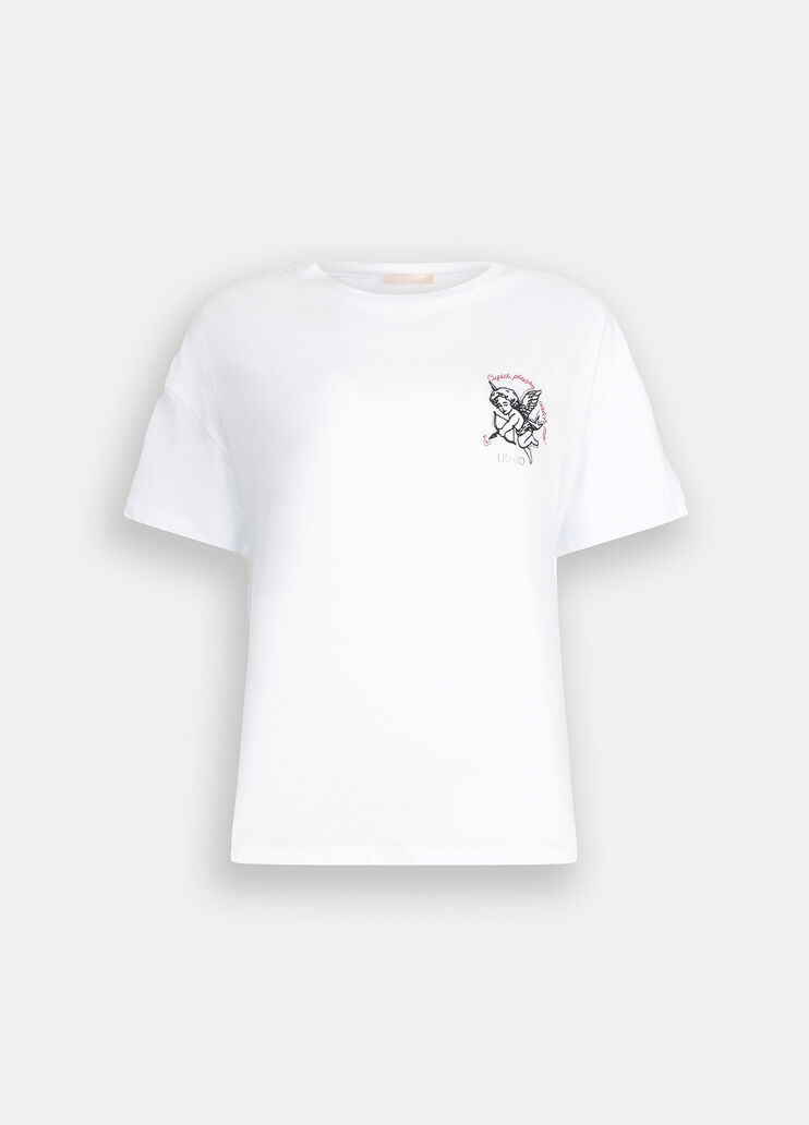 T-shirt with embroidery and rhinestones white Liu Jo - large image number 6