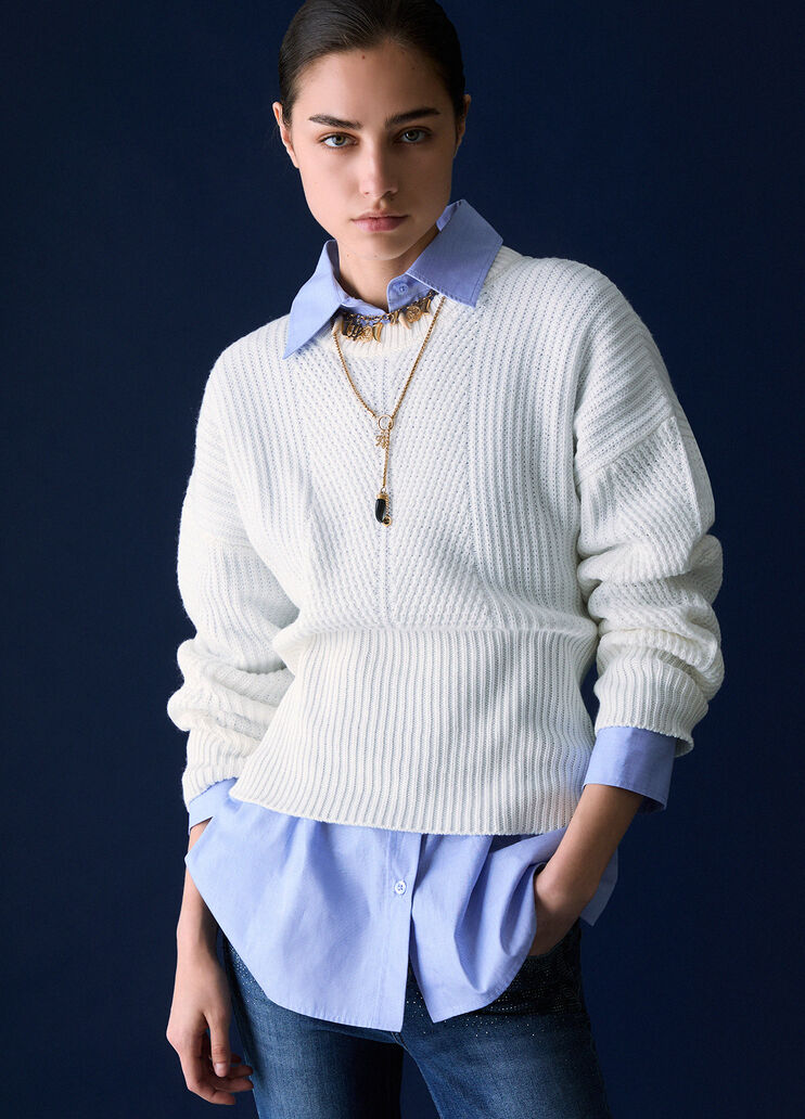 Wool Blend Sweater with Bow white wool Liu Jo - medium