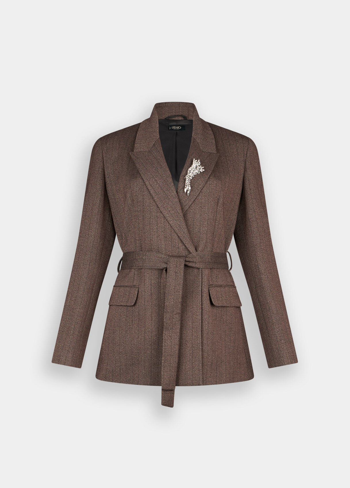 Double-breasted jacket with belt colour dark brown | Liu Jo