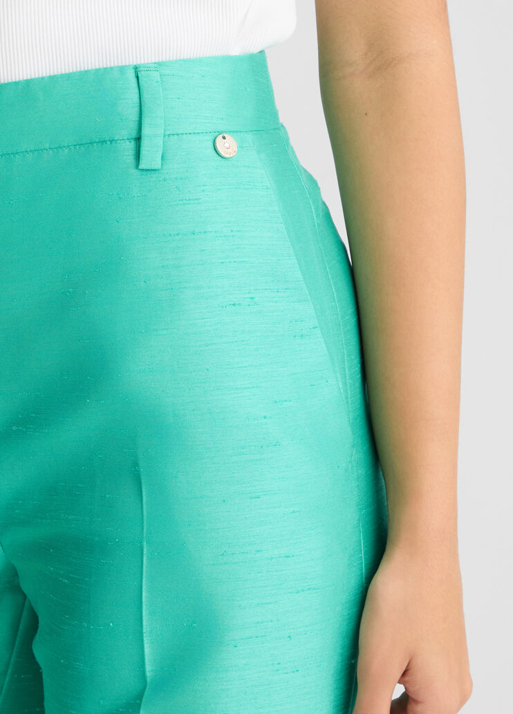 Long green shantung trousers turquoise Liu Jo - large image number 3 Long green shantung trousers turquoise Liu Jo - large image number 3