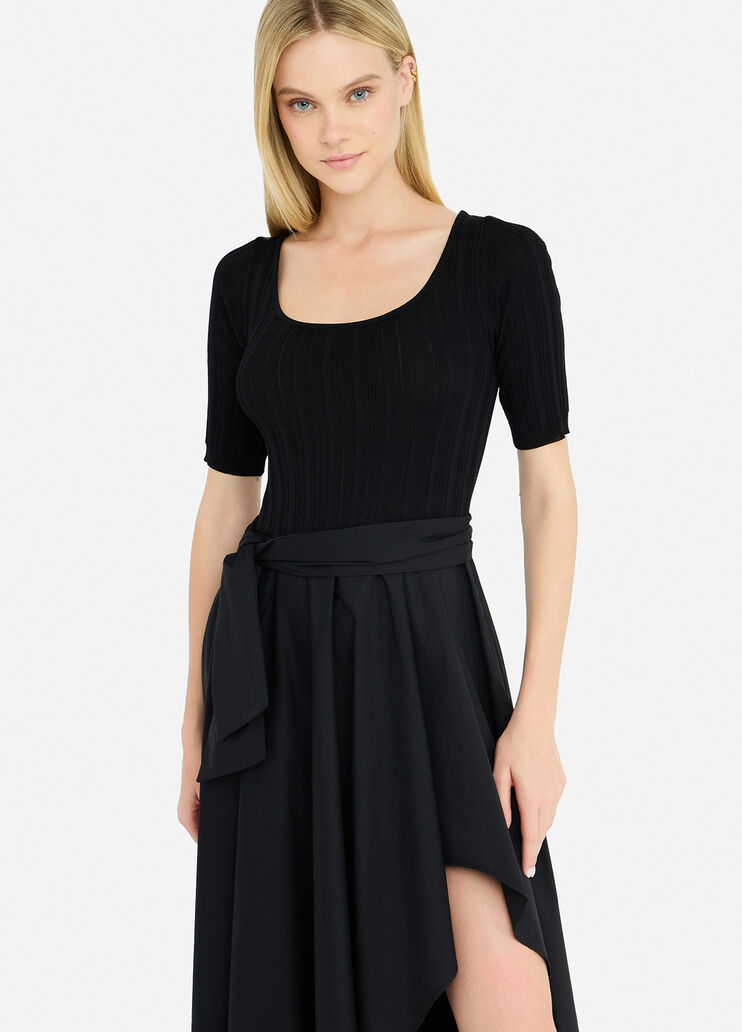 Short cotton poplin and knit dress black Liu Jo - large image number 2 Short cotton poplin and knit dress black Liu Jo - large image number 2