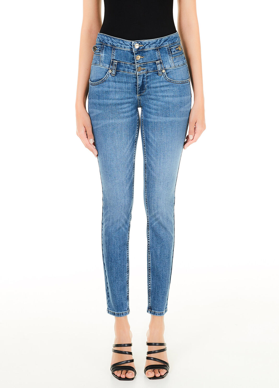 Джинсы скинни высокой посадки синий деним Liu Jo - large image number 0