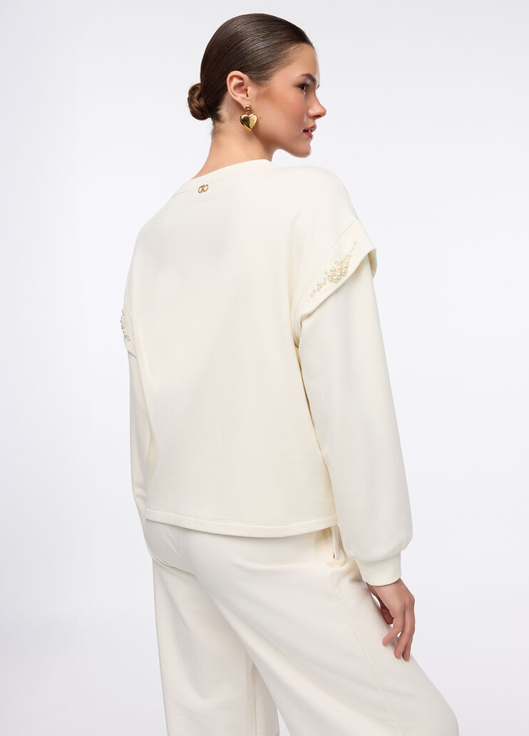 Sweatshirt with maxi beads white Liu Jo - medium