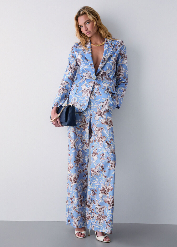 Blazer aus bedruckter Popeline Hellblau mit Print Liu Jo - medium