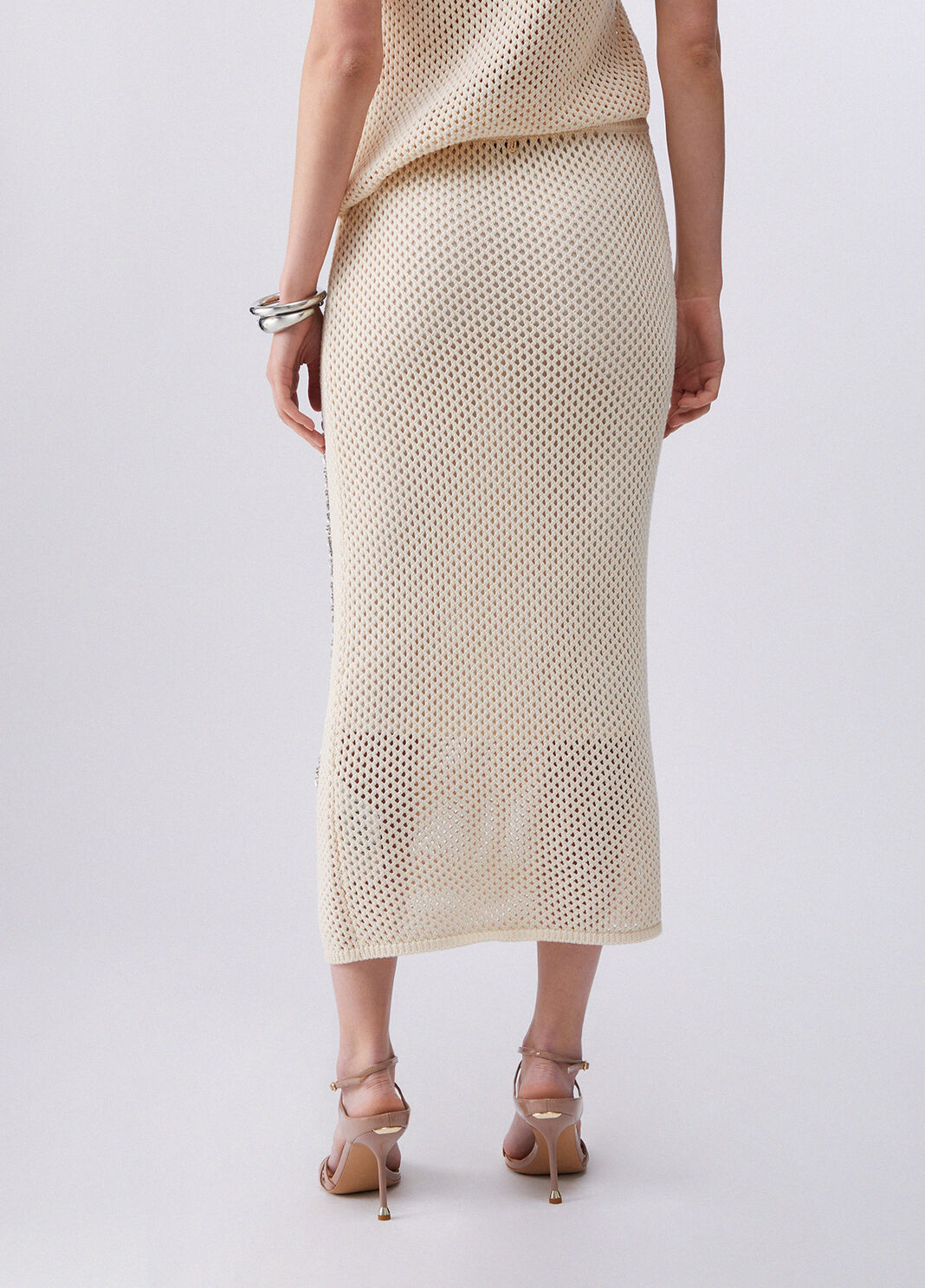 Falda larga de punto de red blanco Liu Jo - large image number 1