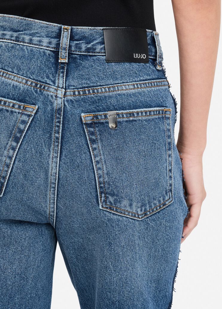 Straight-leg jeans with lace blue denim Liu Jo - large image number 4