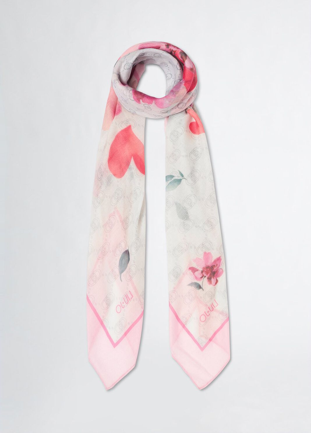 Foulard con stampa floreale e logo rosa Liu Jo - large image number 0