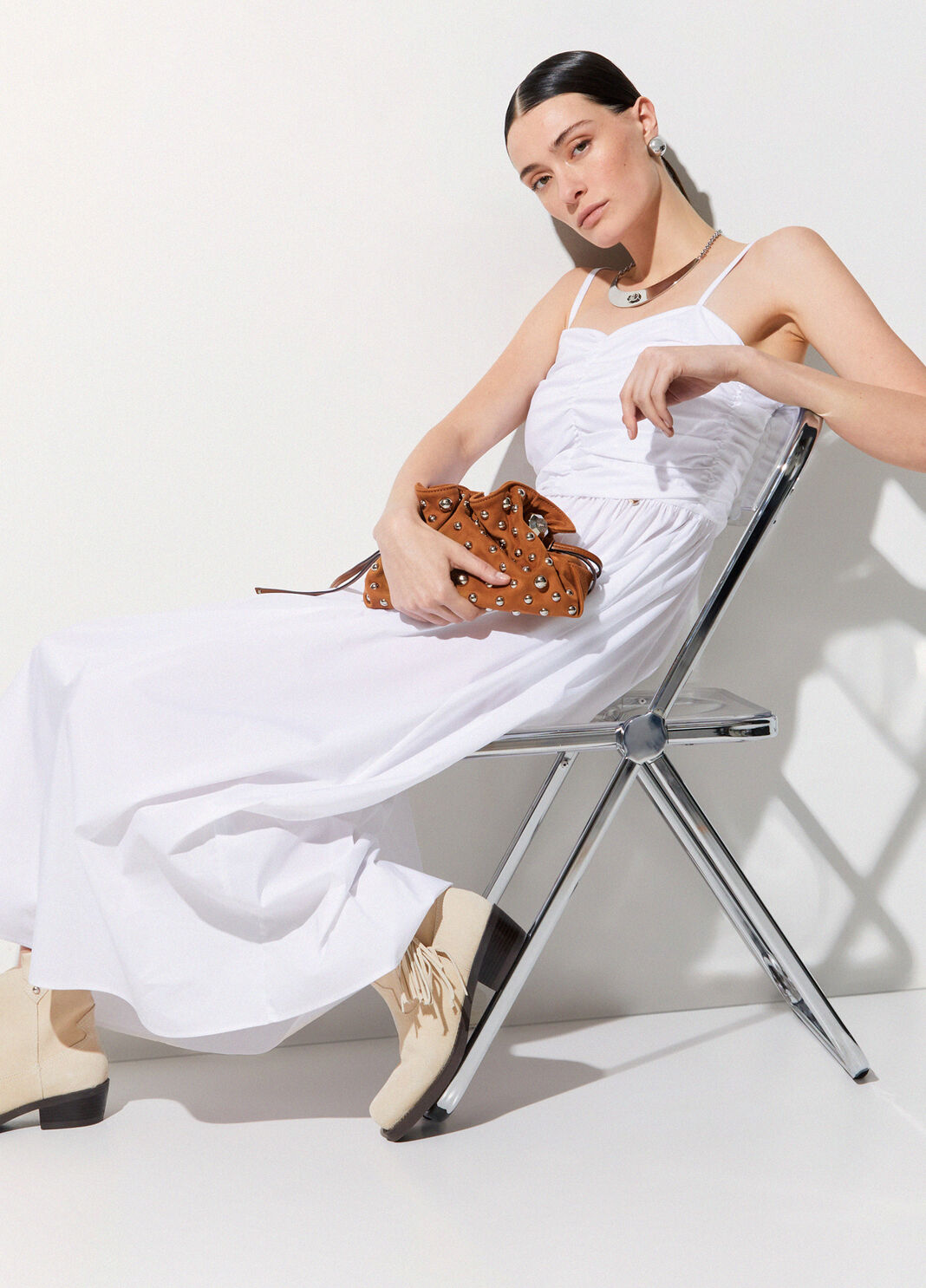 Long poplin dress white Liu Jo - large image number 2