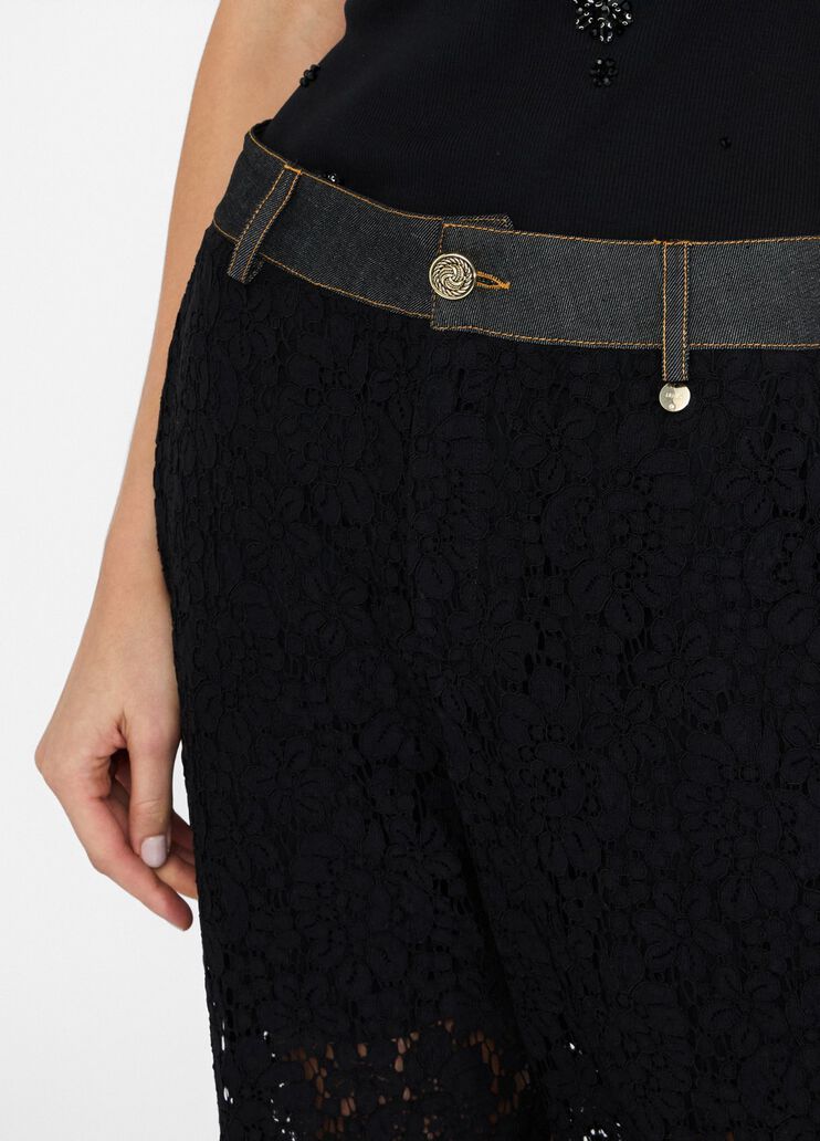 Lace trousers black denim Liu Jo - large image number 4 Lace trousers black denim Liu Jo - large image number 4