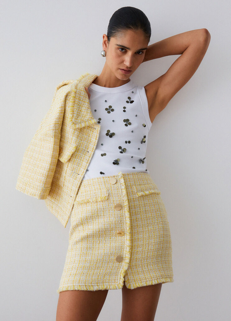 Jupe courte en boucl&eacute; jaune Liu Jo - medium