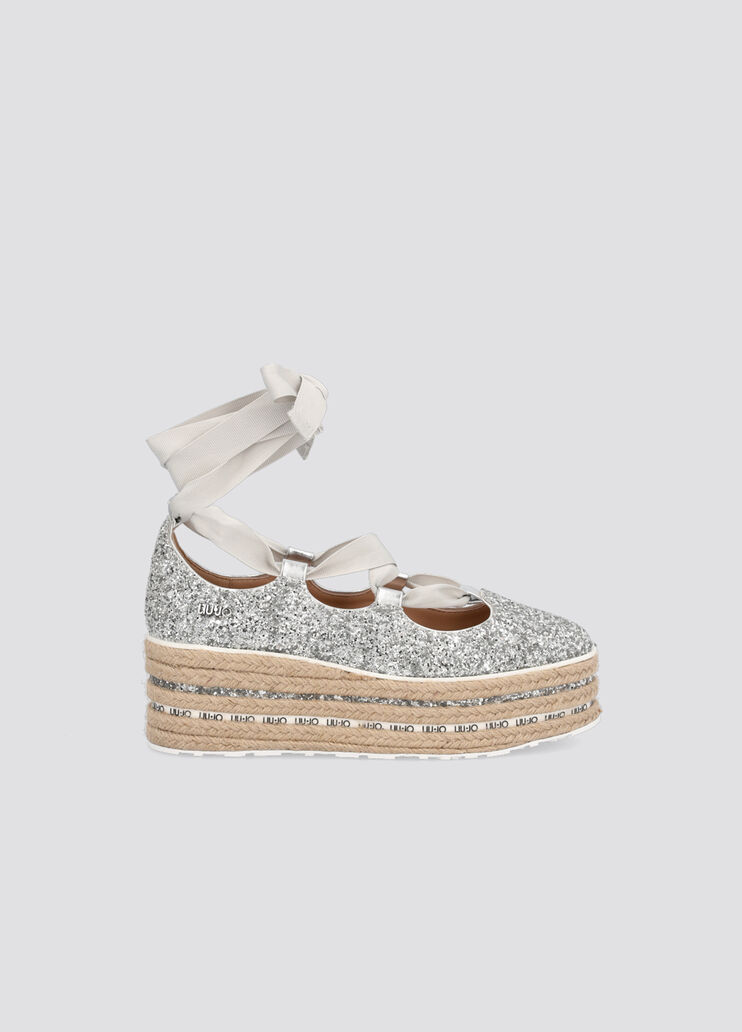 Espadrillas platform con glitter argento Liu Jo - large image number 0 Espadrillas platform con glitter argento Liu Jo - large image number 0