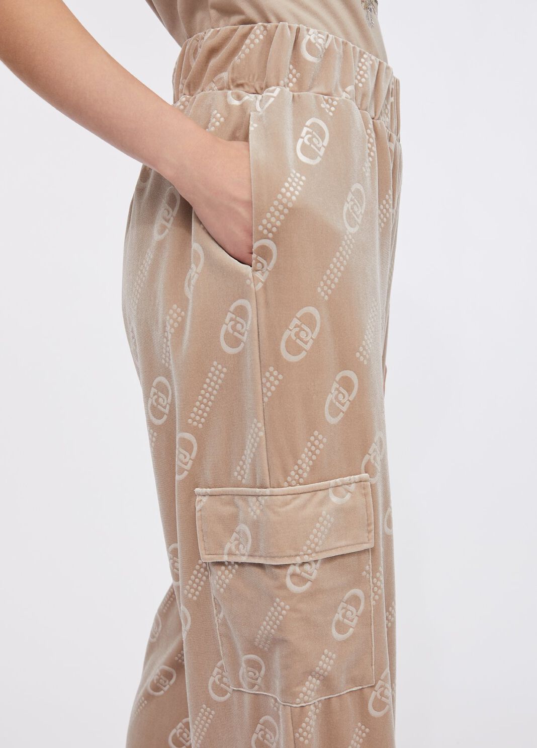 Jogger trousers in chenille with logo champagne/liu jo Liu Jo - large image number 2