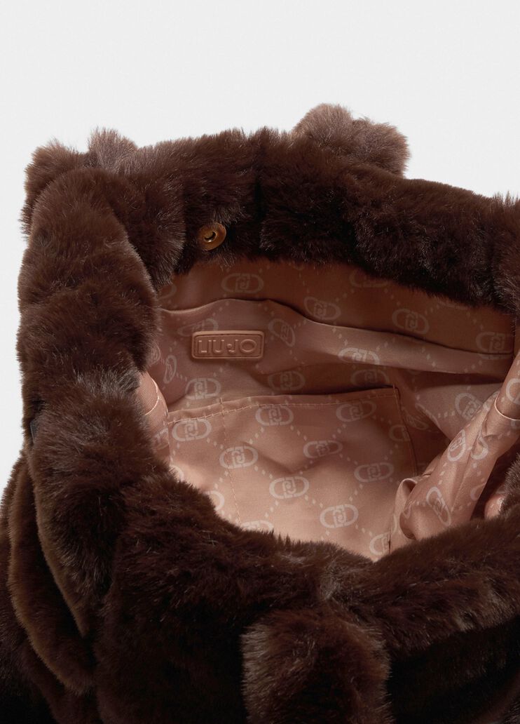 Medium teddy tote bag chocolate Liu Jo - large image number 6 Medium teddy tote bag chocolate Liu Jo - large image number 6