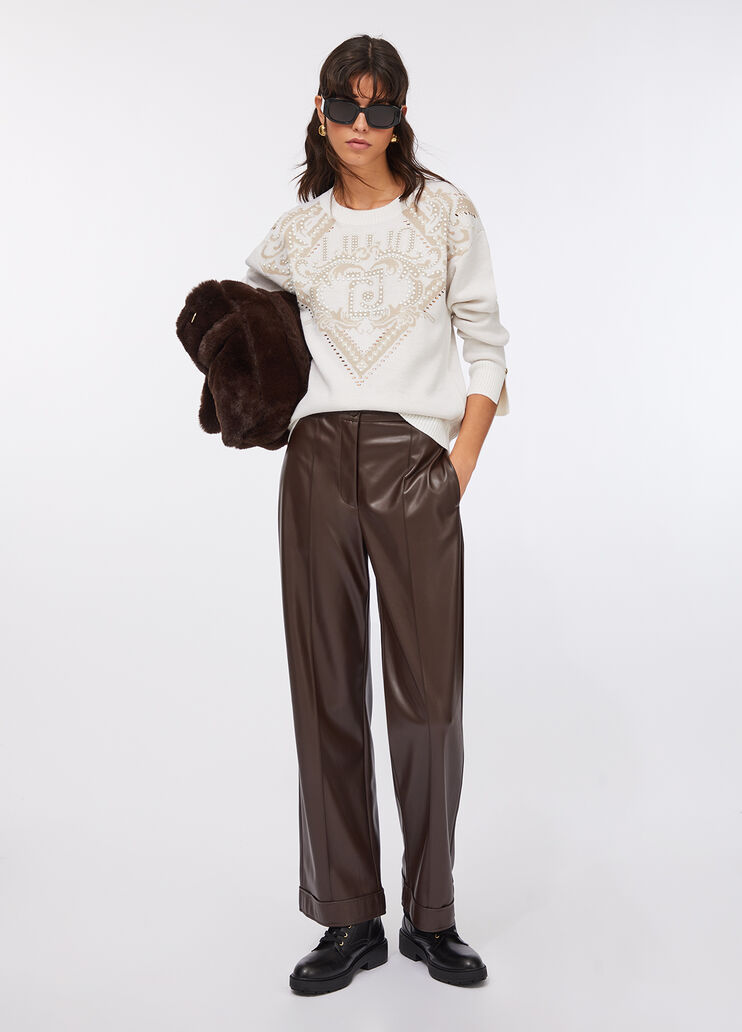 Pull jacquard en laine blanc Liu Jo - large image number 5