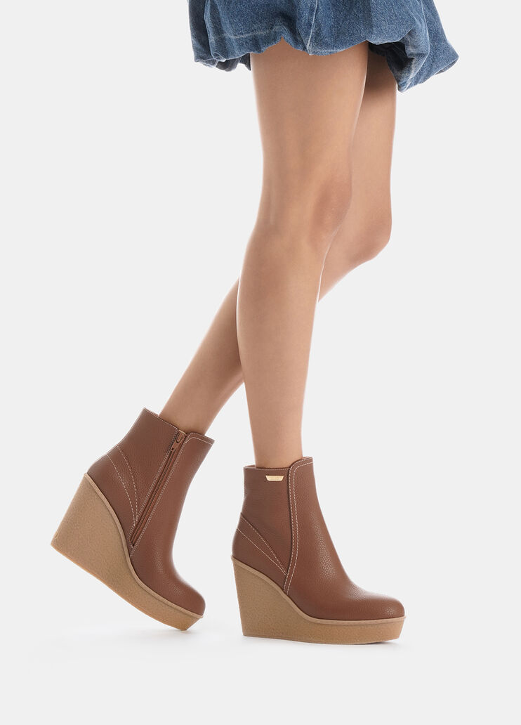 Leather ankle boots with wedge heel chocolate Liu Jo - large image number 0