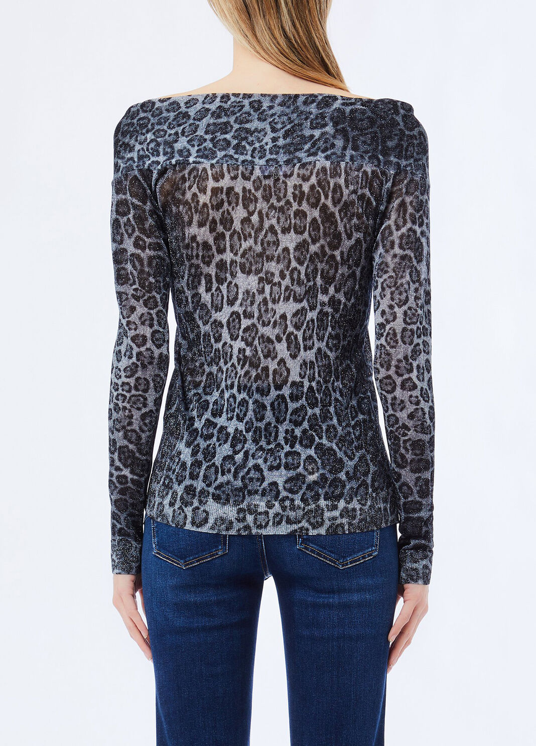 V-neck jumper grey animal print Liu Jo - large image number 1