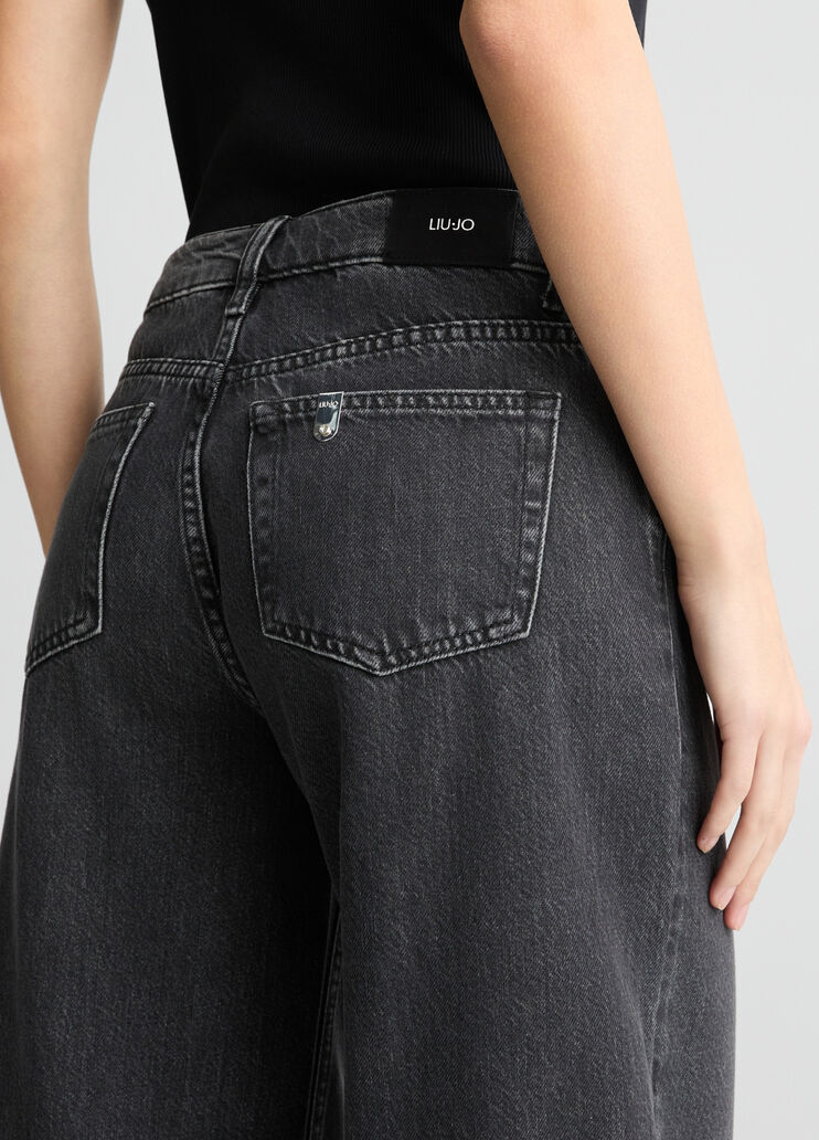 Flare-Jeans mit hohem Bund Denim-Schwarz Liu Jo - large image number 4 Flare-Jeans mit hohem Bund Denim-Schwarz Liu Jo - large image number 4